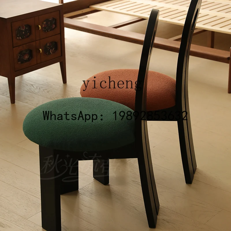 

ash wood matte black soft bag seat cushion solid wood dining chair back chair book desk chair household