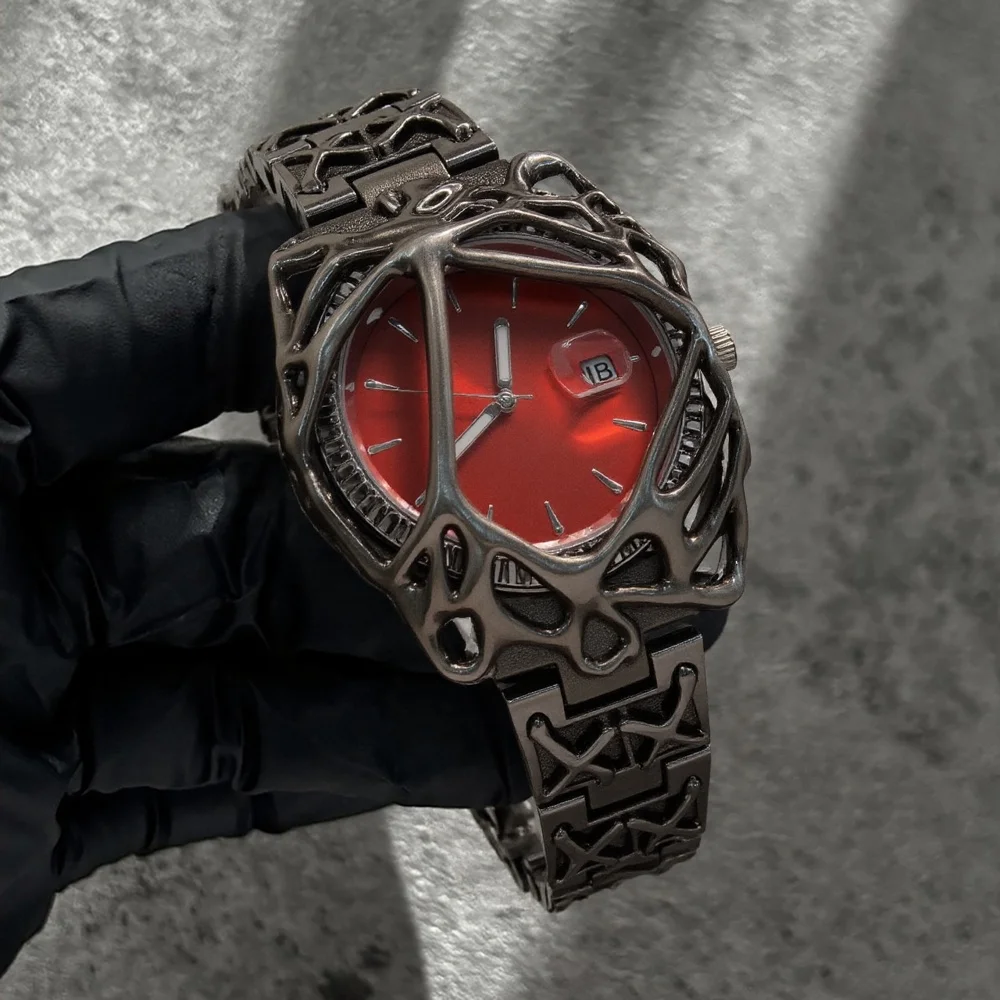 High Quality Red Scale Dial Y2k Quartz Watch Men Antique Alabaster Personalize Unisex Creative Medieval Fashion Creative Clock