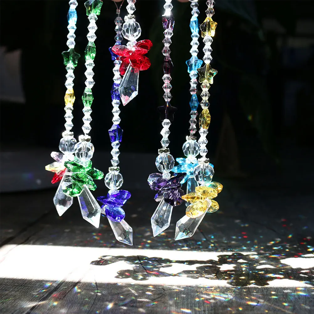 

Crystal Stars Hanging Ornament Colorful Beads Garland For Indoor Decor Window Curtain Wall Party Wedding Costume Home