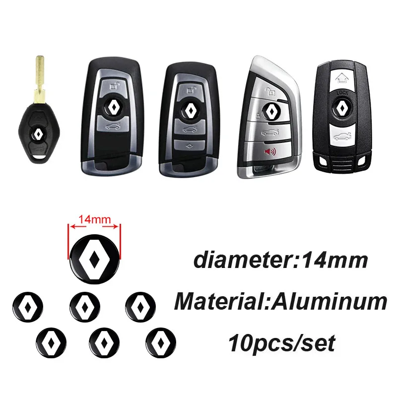 Emblema de 14mm para chave de carro com botão de rádio, adesivo de substituição para Renault Megane 2, Duster, Logan, Captur, Clio, Laguna 3