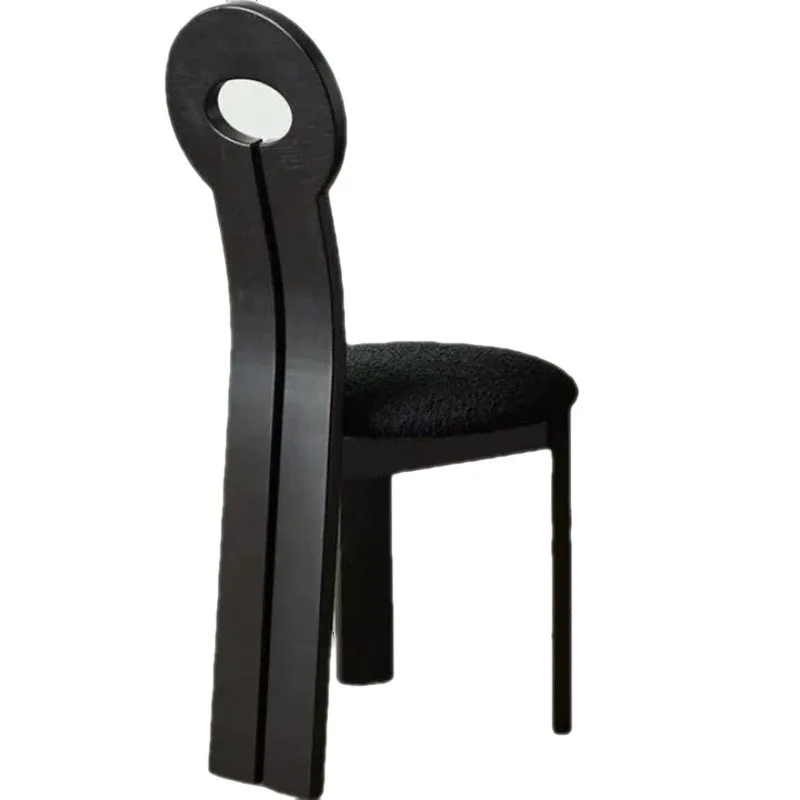 JOYLOVE Nordic Solid Wood Dining Chair Retro Simple Household Wool Lamb Back Chair Living Room Furniture Bedroom Makeup Chair