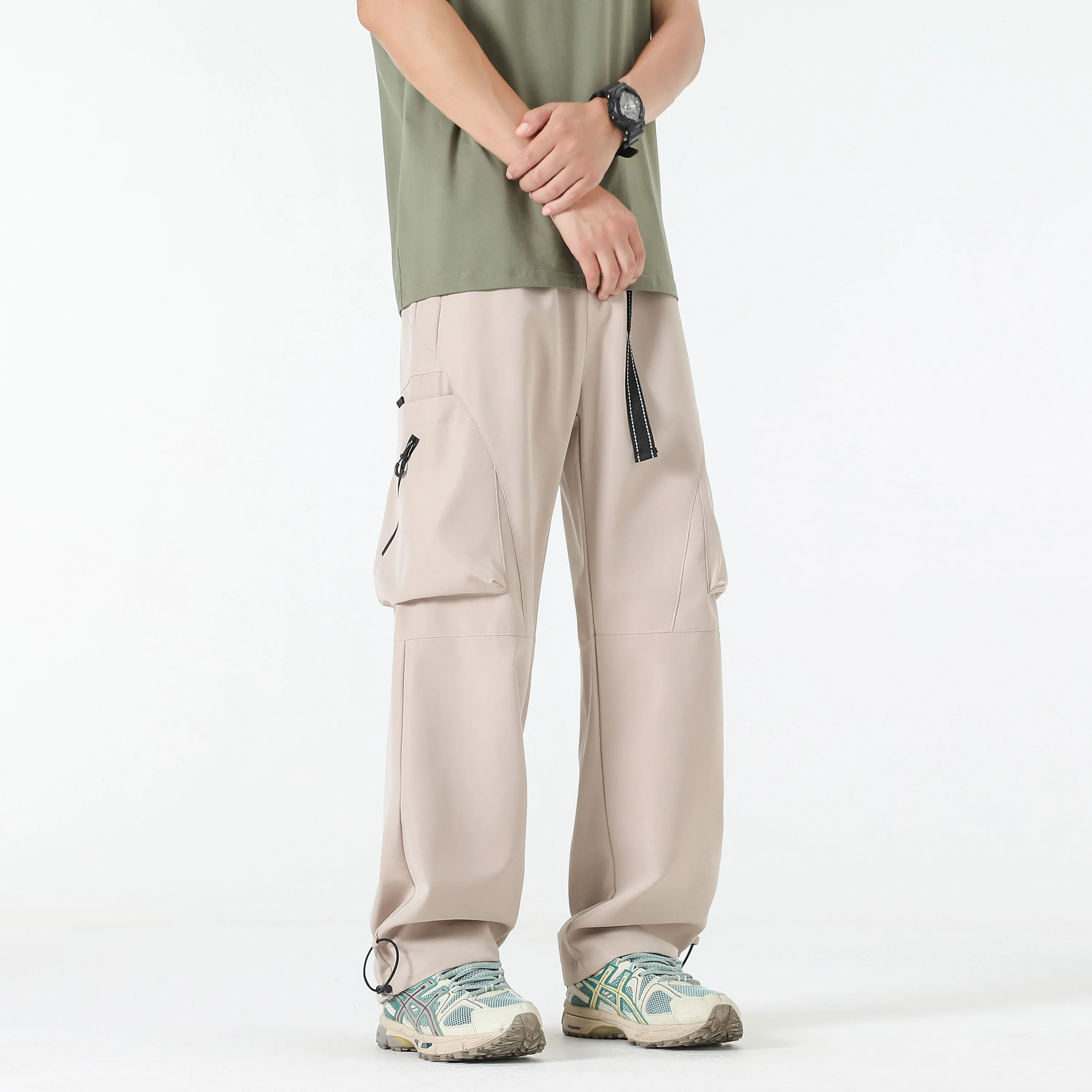 

Men's trendy and versatile loose casual trousers new autumn style American high street fashion workwear trousers in solid color