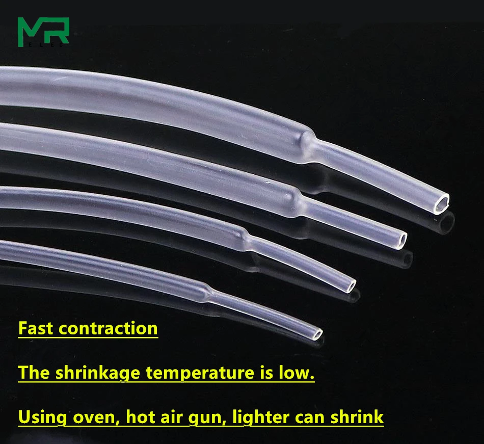 1/ 5METER/LOT 2:1 transparent  heat shrink tube 1mm~8mm Polyolefin Wire Cable Electronic component  Insulated Sleeving