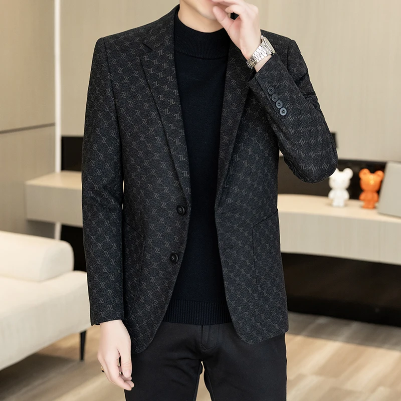 

Spring Autumn New Sle Casual Slim Fit Men's Suit Two Button Outerwear Faionable High End Single Breasted Jaet