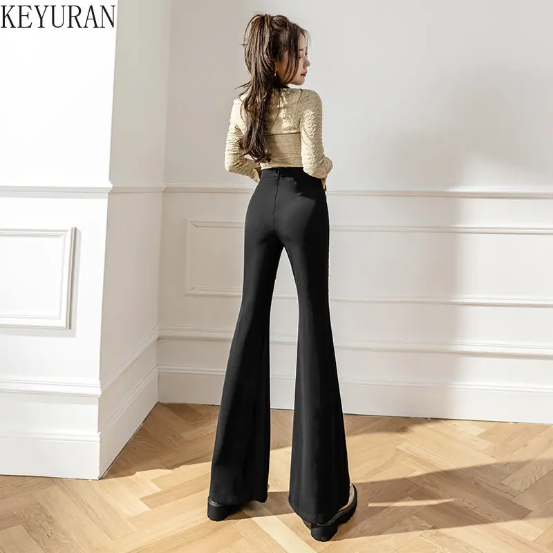 Breasted Flare Pants Women Korean Fashion Spring Summer High Street Floor-Length Trousers Harem Pants Women Wide Leg Pants Y2k