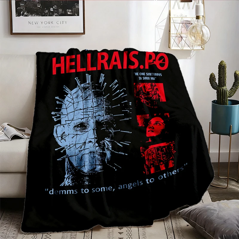 Hellraiser 1987 T, Flannel Blanket, Pinhead Clive Barker Cenobites Flannel Throw, Cult Classic Fan Cozy Blanket