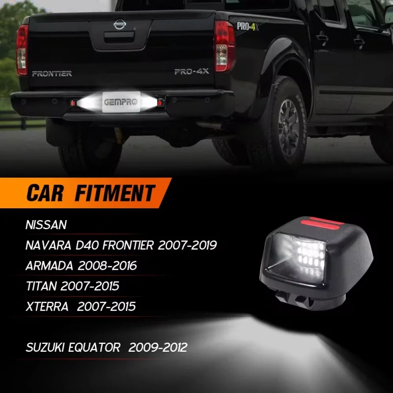 2pcs For Nissan Frontier Navara D40 2007-2019 Titan Armada Xterra Pickup Truck Red Tube SMD LED Number License Plate Light Lamps