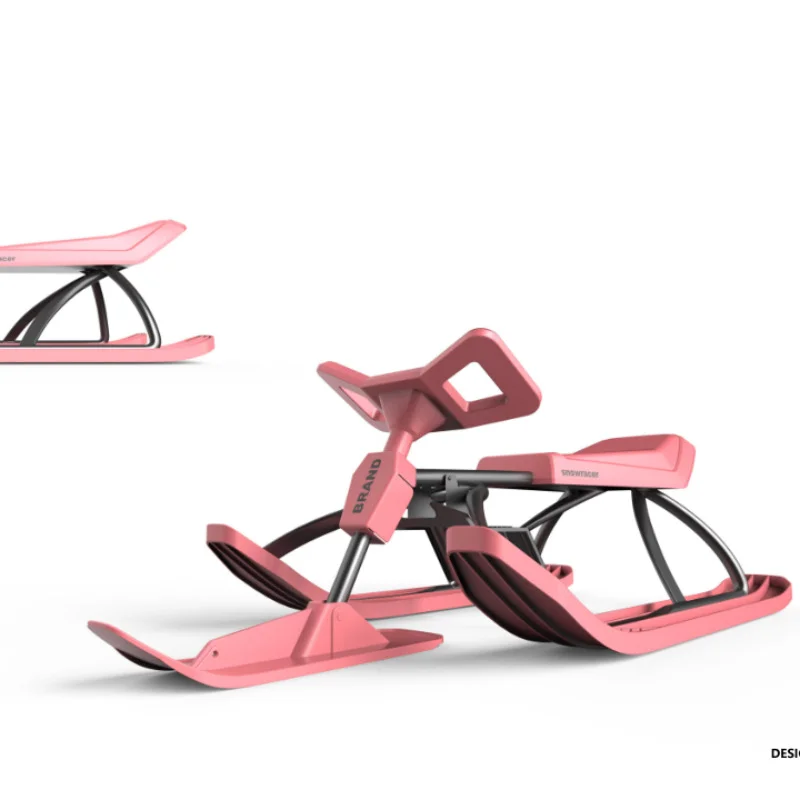 زلاجة ثلجية توجيهية للأطفال والكبار زلاجة تزلج شديدة التحمل مع مقبض للرياضات الشتوية الخارجية ومتسابق الثلج بسعة تحميل 80 كجم