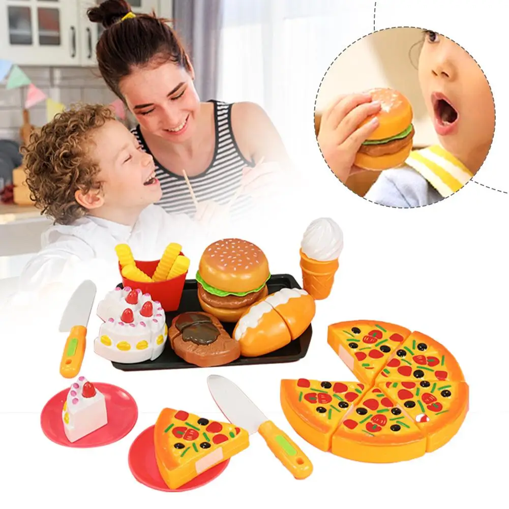 Simulation Lebensmittel Kinder Pretend Küche Spielzeug Hamburger Schnelle Spielen Spiel Platte Zu Pretend Kochen Lebensmittel Rolle Pizza Steak Spielzeug A5L0