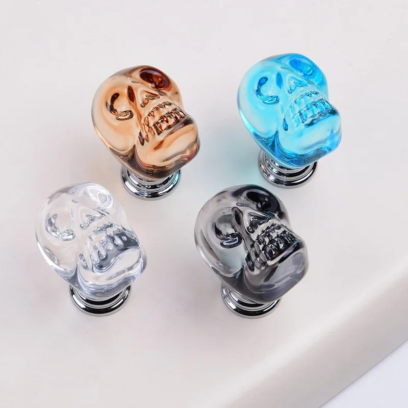 

Furniture Modern Simple European Drawer Crystal Skull Cupboard Handle Glass Wardrobe Door Single Hole Hardware Handle