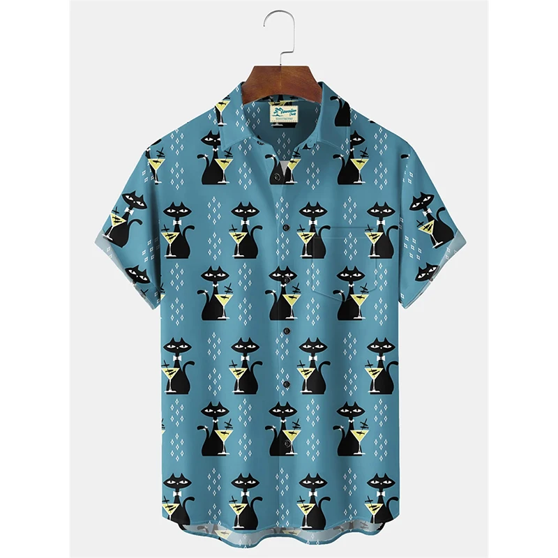 

Мультяшная забавная рубашка с 3D принтом фламинго для мужчин, летняя уличная пляжная рубашка для отдыха с короткими рукавами и пуговицами, юмор, корова, графика