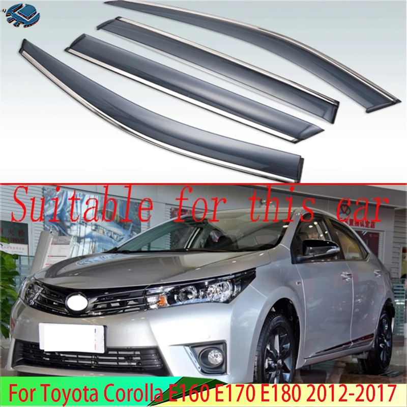 For Toyota Corolla E160 E170 E180 2012-2017 Plastic Exterior Visor Vent Shades Window Sun Rain Guard Deflector 2013 2014 2016