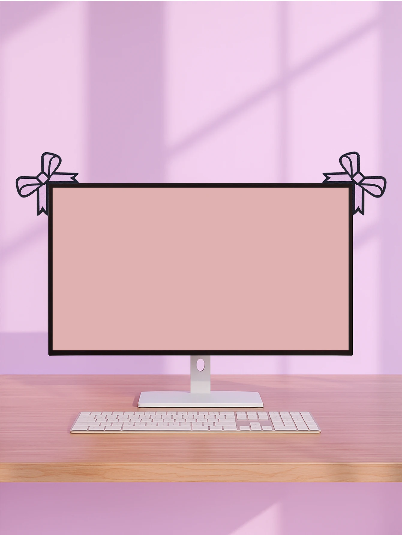 Niedliche Computer-Monitor-Dekoration, rosa Schleife, Katzenohrform, Ornamente, Kawaii-Desktop-Dekoration für PC, Laptop, Zimmer, Schreibtisch, Dekoration, Mädchen-Geschenk – Detail 35