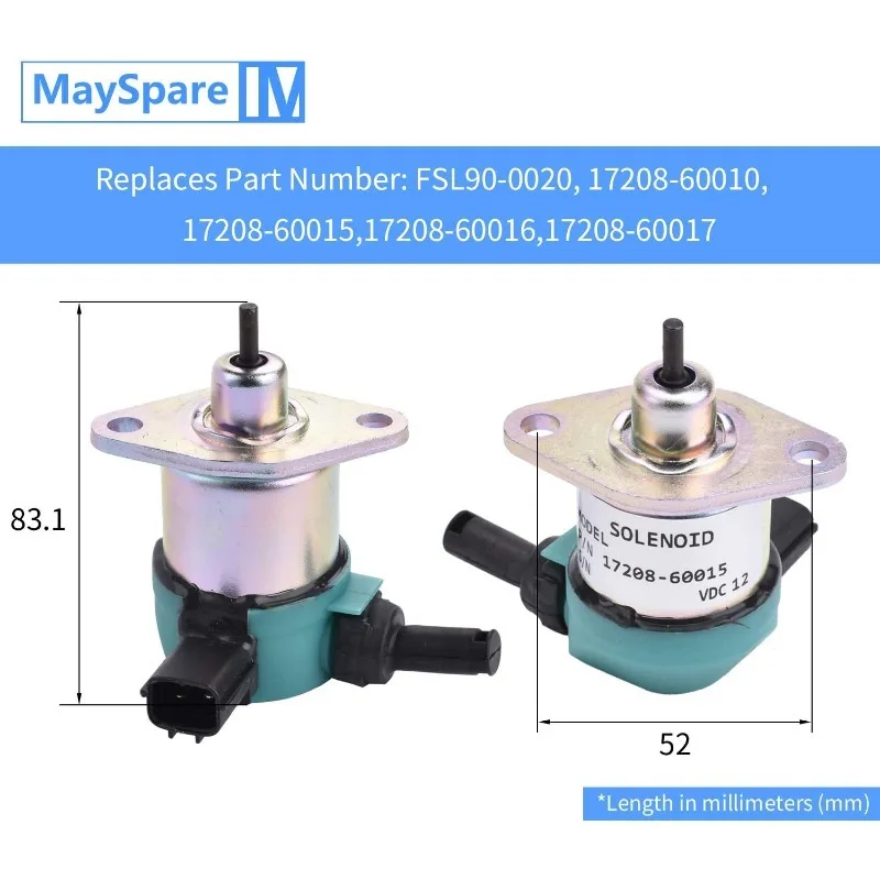 

17208-60015 17208-60016 17208-60017 17208-60010 For Kubota V1205 V1505 V1305 D1105 D1005 D905 Fuel Shut Off Solenoid