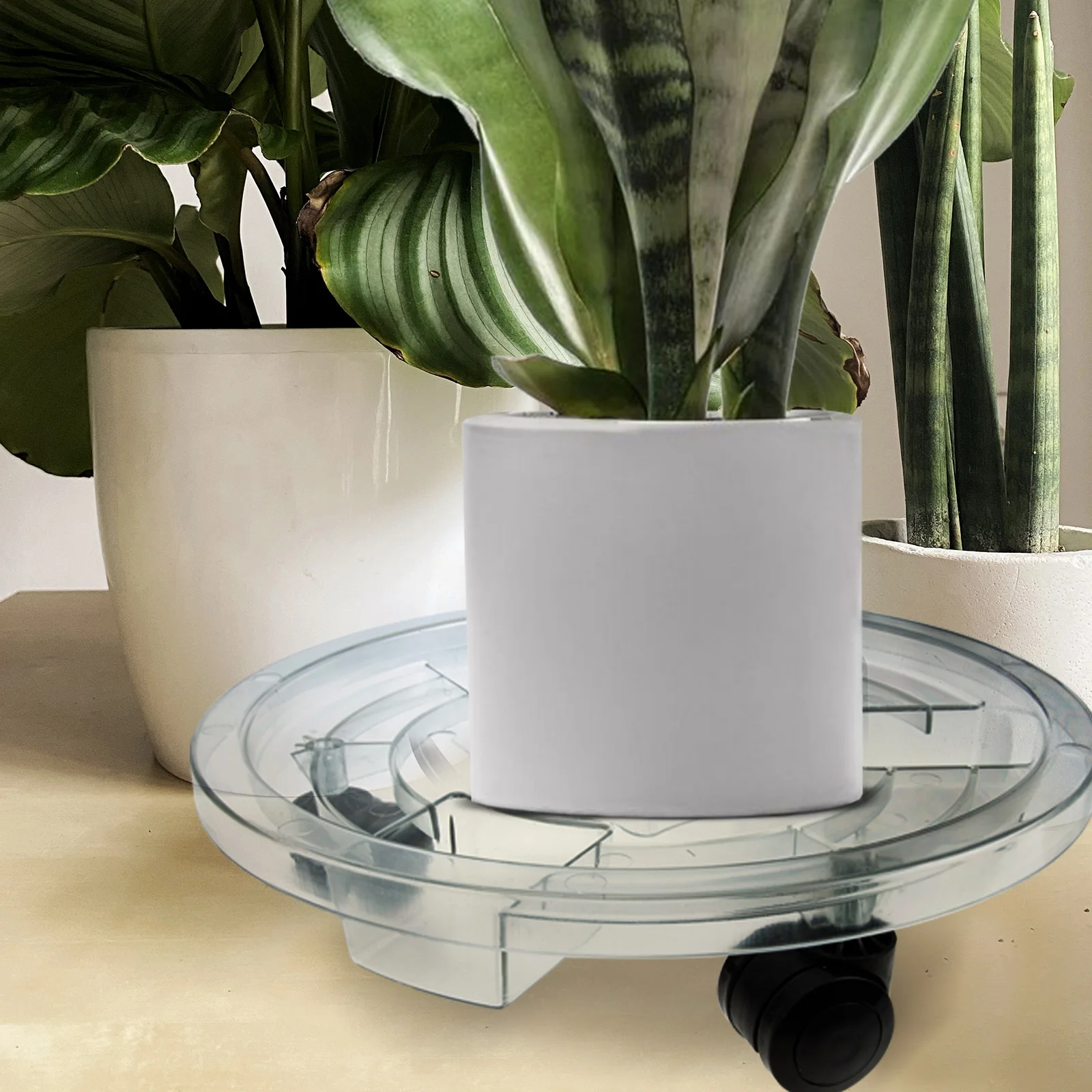 

Movable Plant Stand Flower Pot Tray Round Holder 260mm Plastic Planter with Casters for Large Capacity Smooth