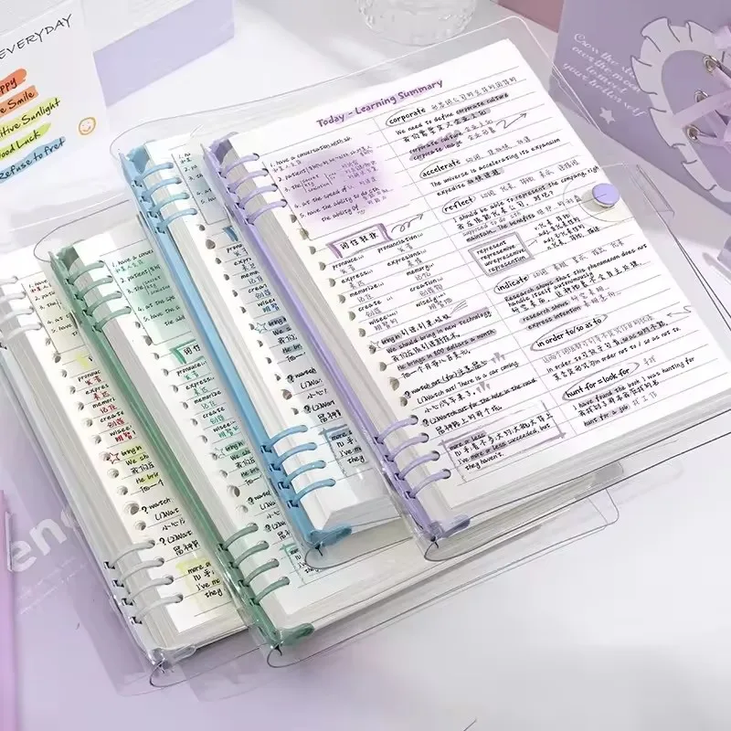 A5 Transparenter Softcover 120 Seiten Tagebuch Loseblatt Kariertes Buch Schulnotizbücher Notizbuch Notizblock Schreibblöcke Büro