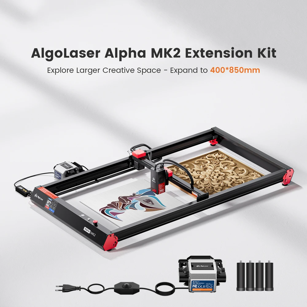 

AlgoLaser Alpha MK2 20W CNC Metal Laser Engraver Cutter With Air Pump 40*85cm Table Woodwork Engraving Cutting Machine For DIY