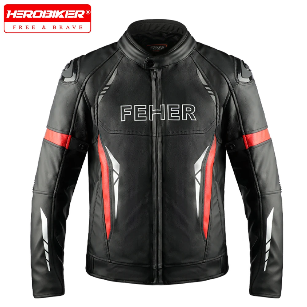 Leather Motorcycle Jacket Windproof Waterproof Motorcycle Riding Protective Jacket Wear Resistant Motocross Jacket Winter Warmth