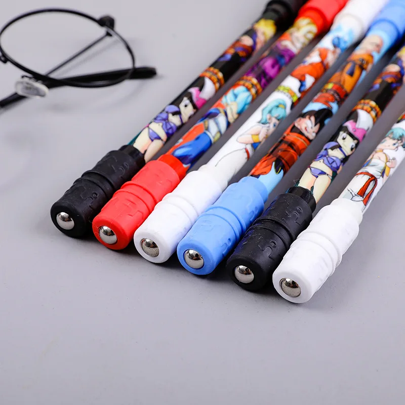 Dragon Ball Son Goku Spinning Pen Anime 0.5mm Gel Pen Black Ink Ballpoint Pen Cartoon Children Spinning Game Hand Spinner Pens