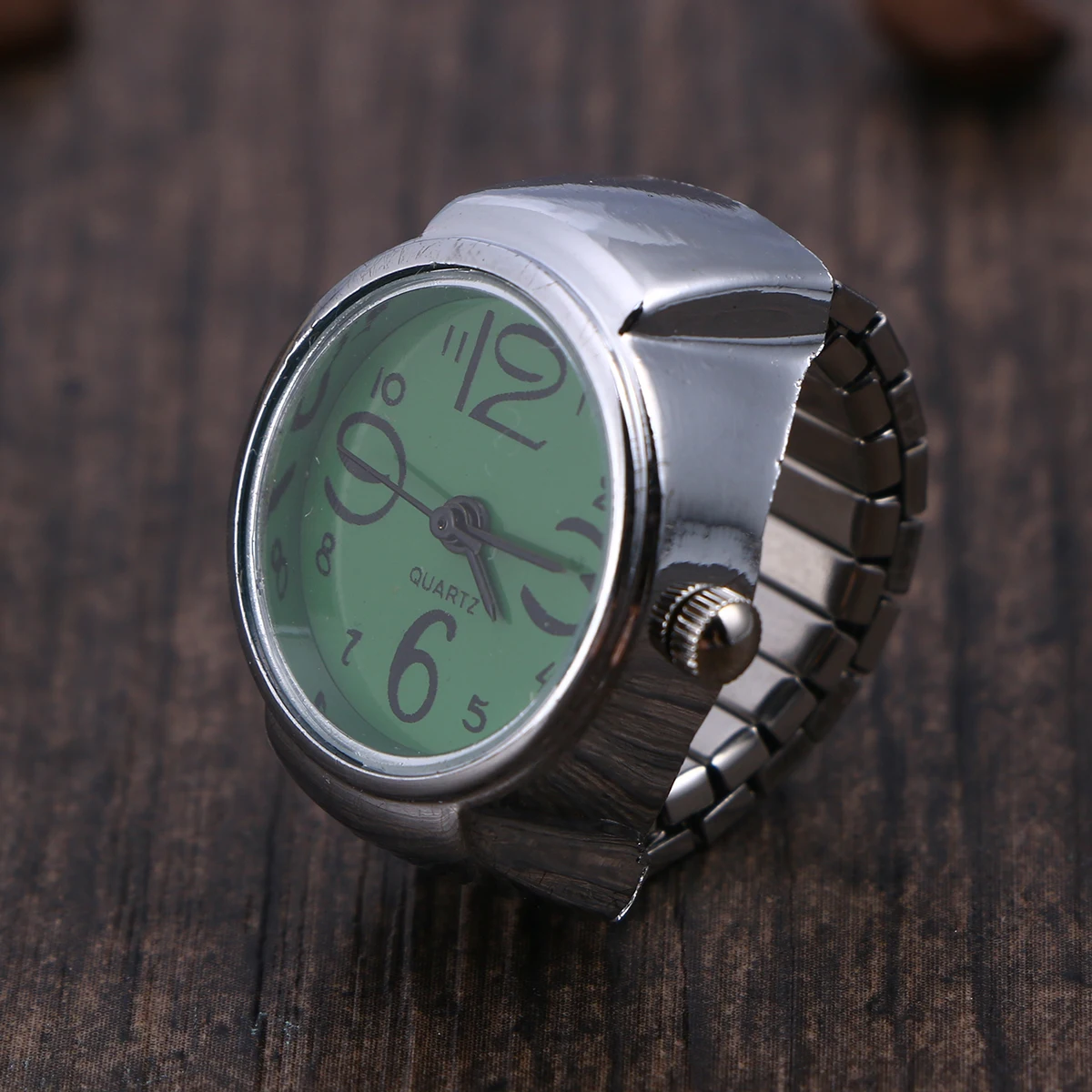 クリエイティブ リングウォッチ ユニセックス ファッション ジュエリー クォーツムーブメント 防水 シンプルなデザイン デート パーティー 日常使用 グリーン