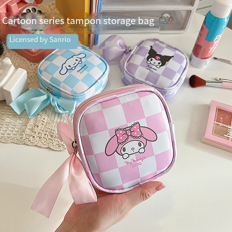 PU Ins Sanrios Cosmetic Bag Kuromi Cartoon Anime Figure Kawaii Cartoon Water Proof Large Capacity Storage Bag Cosmetic Leather