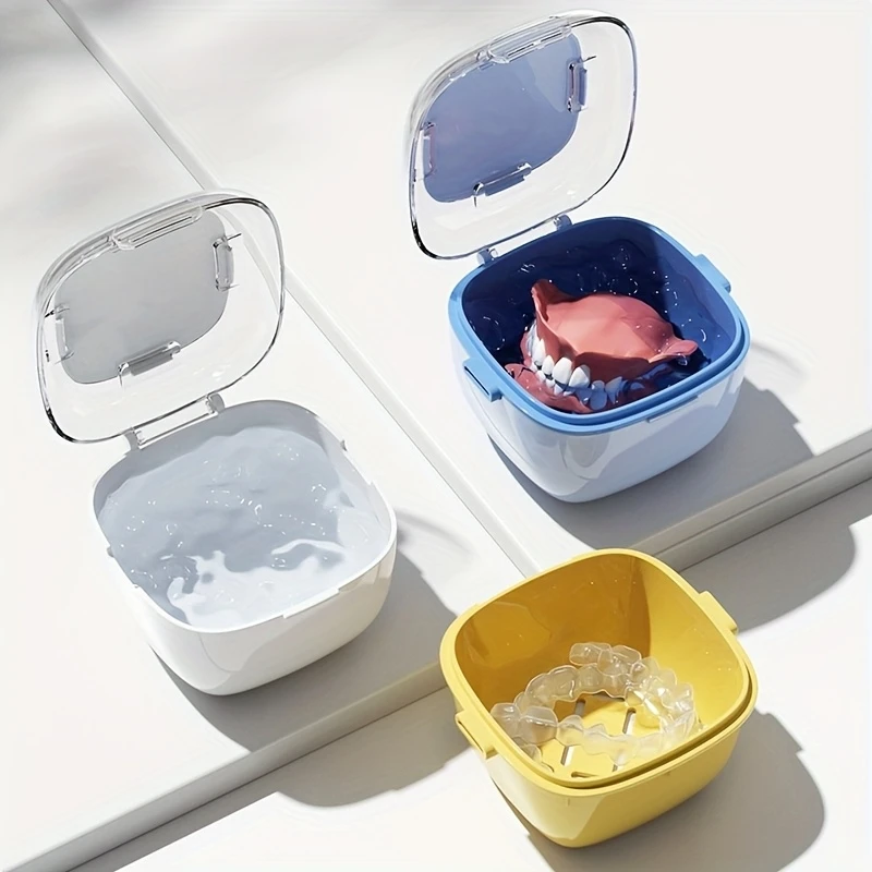 1 Stück praktische Zahnersatzbox, tragbare Zahnersatz-Reinigungsbox, Zahnersatzbox mit Filter, leicht zu reinigen und zum Schutz des Zahnersatzes – Detail 3