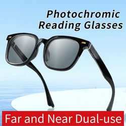 Photochromic Multifocus Progressive Reading Glasses for Men,Sunglass for Outdoor,Ultra-light Tr90 Frame Presbyopia Eyeglasses