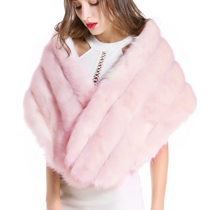 Fur shawl imitation fur mink stripes thickened cape fur vest