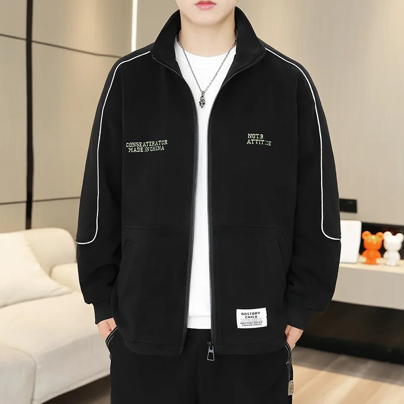 

Casual Warm Long Sleeve Tops Autumn Winter Men New Coat Windbreaker Parkas Outerwear Padded Stand Collar Jacket Fashion Cardigan