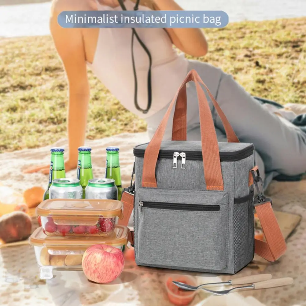 Travel Food Cooler Leakproof Insulated Lunch Bag with Mesh Pockets for Work School Picnic 550ml Cooler for Keeping for Camping