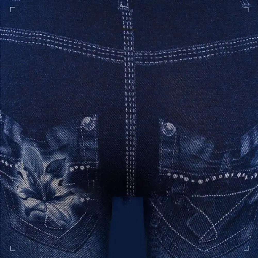 

High-waisted Sexy Women's Slim-fit Leggings Heart Flower Patterned Hollow Out Stretch Leggings Faux Denim