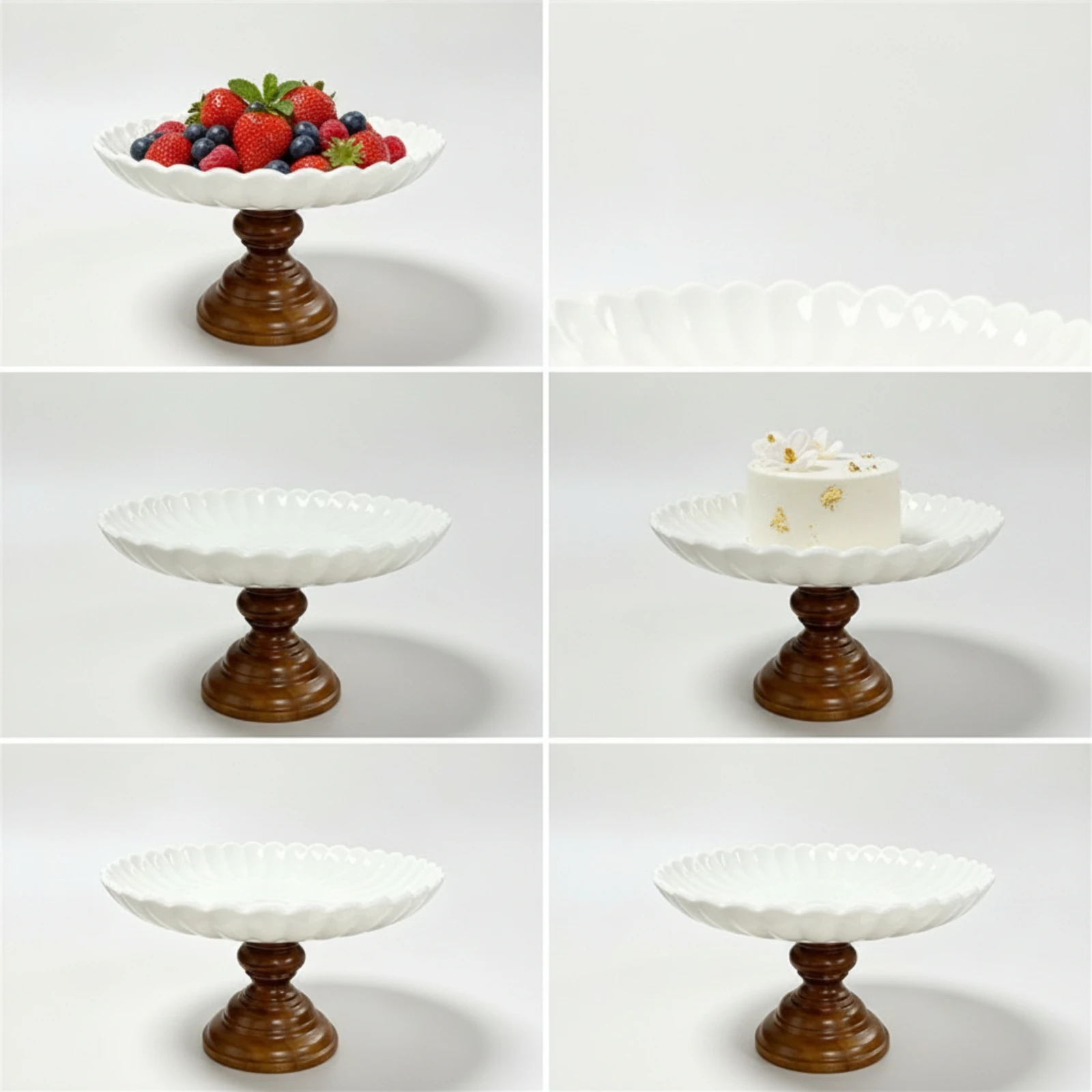 Support à gâteaux de style vintage avec base en bois surélevée rustique pour hôtes, réceptions à domicile, service à thé