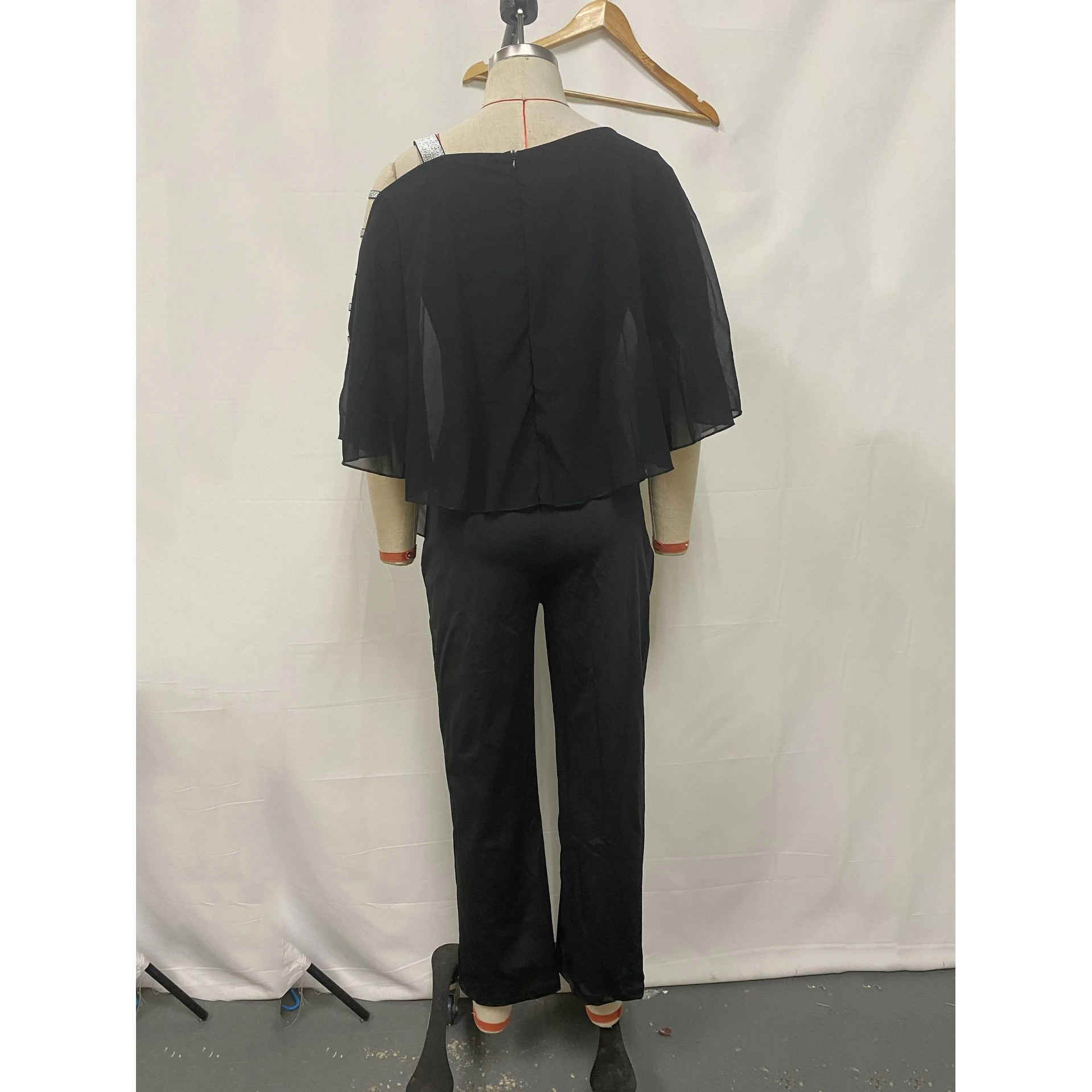 

Модный комбинезон осенне-зимний с асимметричным вырезом на плече, широкими брюками, этнический сценический костюм для женщин