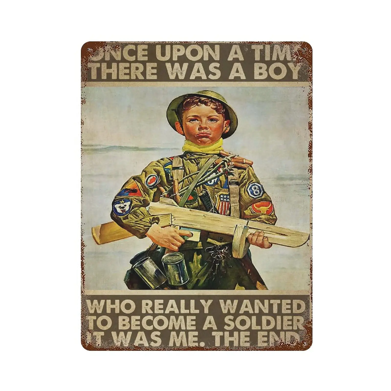 

Metal tin sign，Retro Style， Novelty poster，Iron Painting，Soldier Army Military Tin Sign There Was A Boy Who Really Wanted To Bec