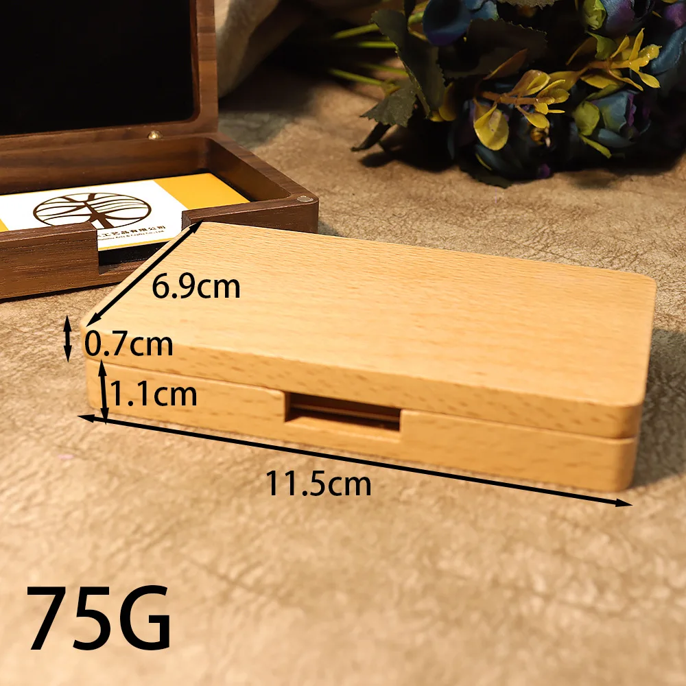 Magnetic Carry-on Business Card Case Solid Wood Box Wooden Name Card Holder Beech Business Card Case