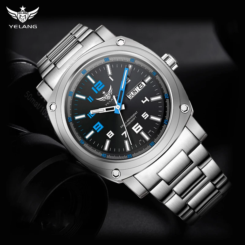 YELANG Men Automatic Watches Titanium Alloy Case H3 T100 Gas SelfLuminous 200M Waterproof Mechanical Wristwatch Sapphire V3.4