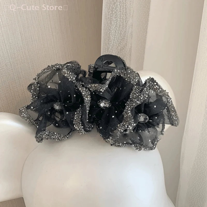 【NN】Elegant Temperament Mesh Hair Clip For Women Girls Exquisite Exaggerated Large Shark Clip Fashion Hair Accessories Gifts