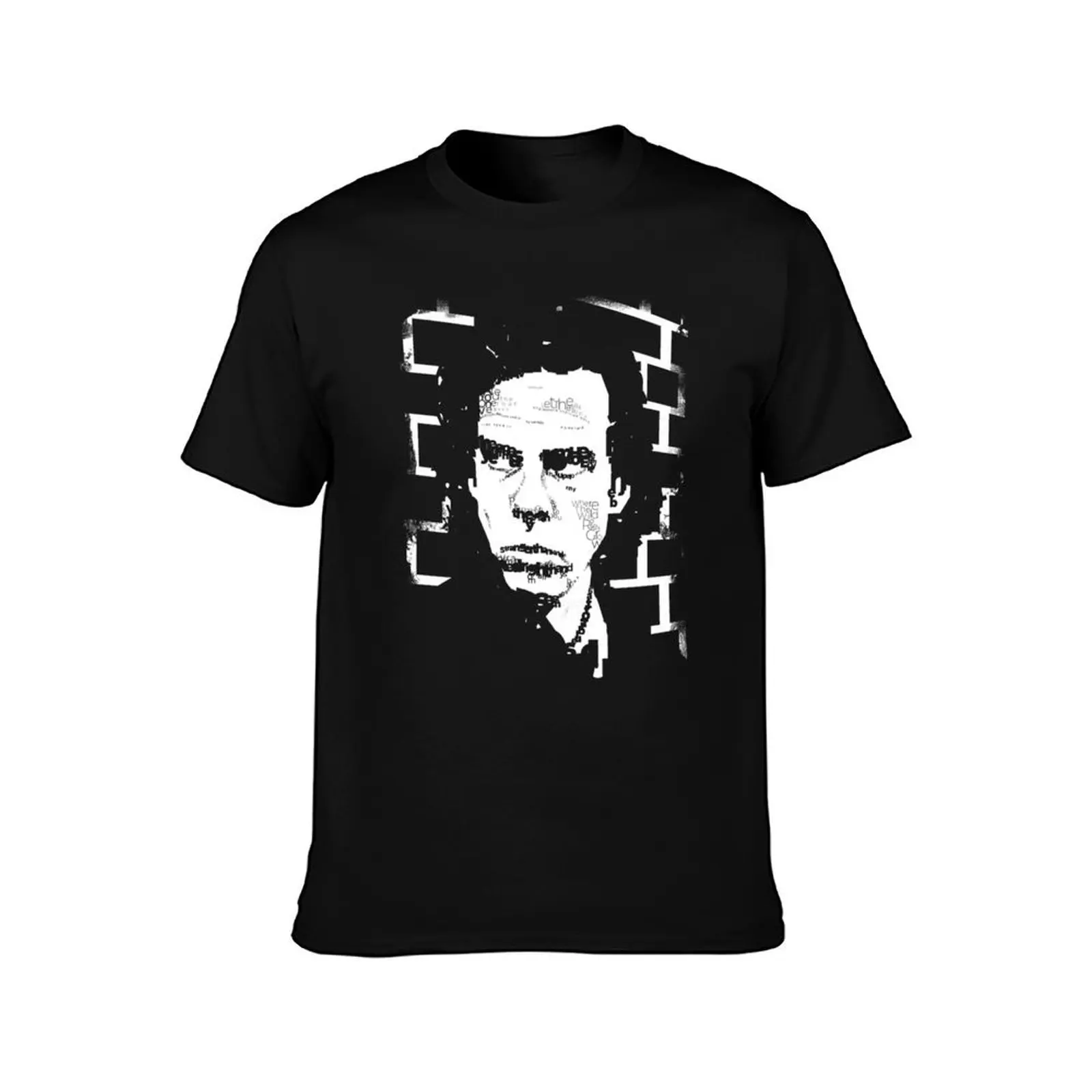 Nick Cave Typographic Portrait Art T-Shirt Classic Crew Neck Cotton T-Shirt