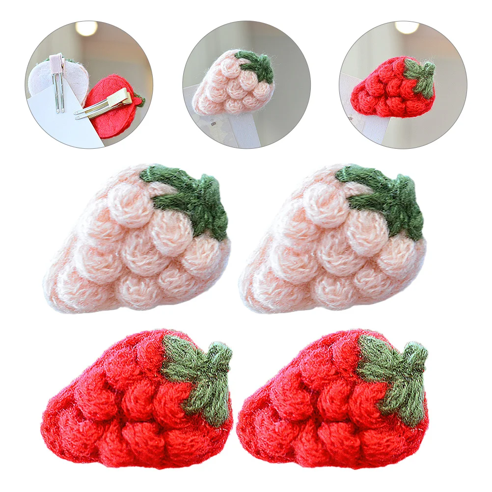 

4 Pcs Fruit Theme Party Favors Hand Hook Yarn Strawberries Strawberry Charms Fabric