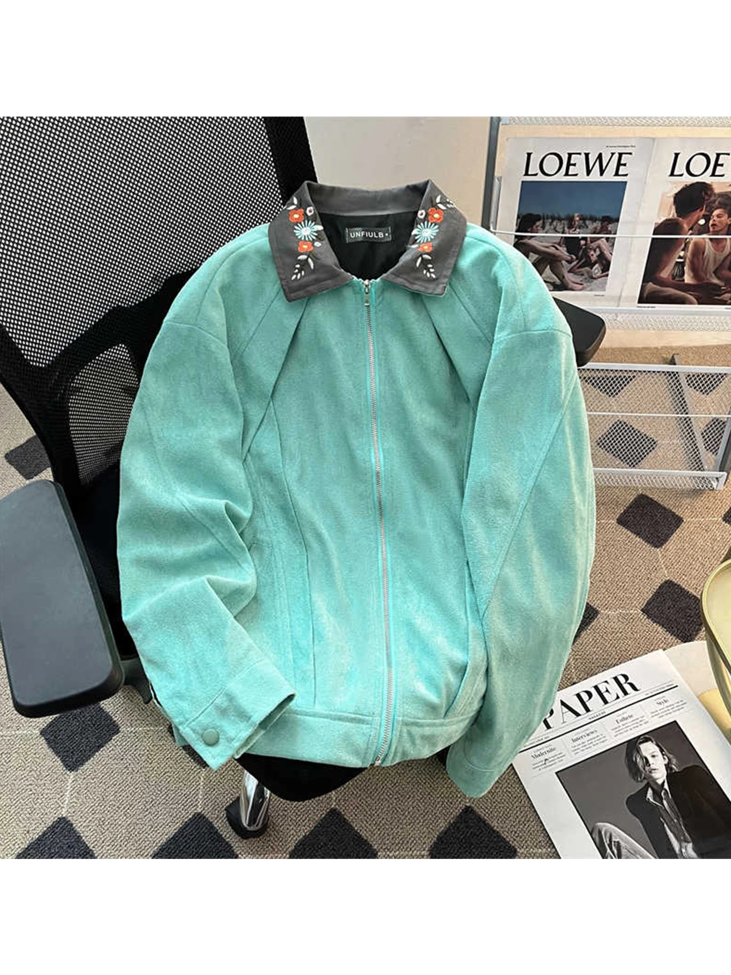 

Женская зеленая осенняя куртка с вышивкой, пальто в стиле Харадзюку, пальто с длинными рукавами, винтажная эстетичная верхняя одежда больших размеров 2000-х годов, модная одежда