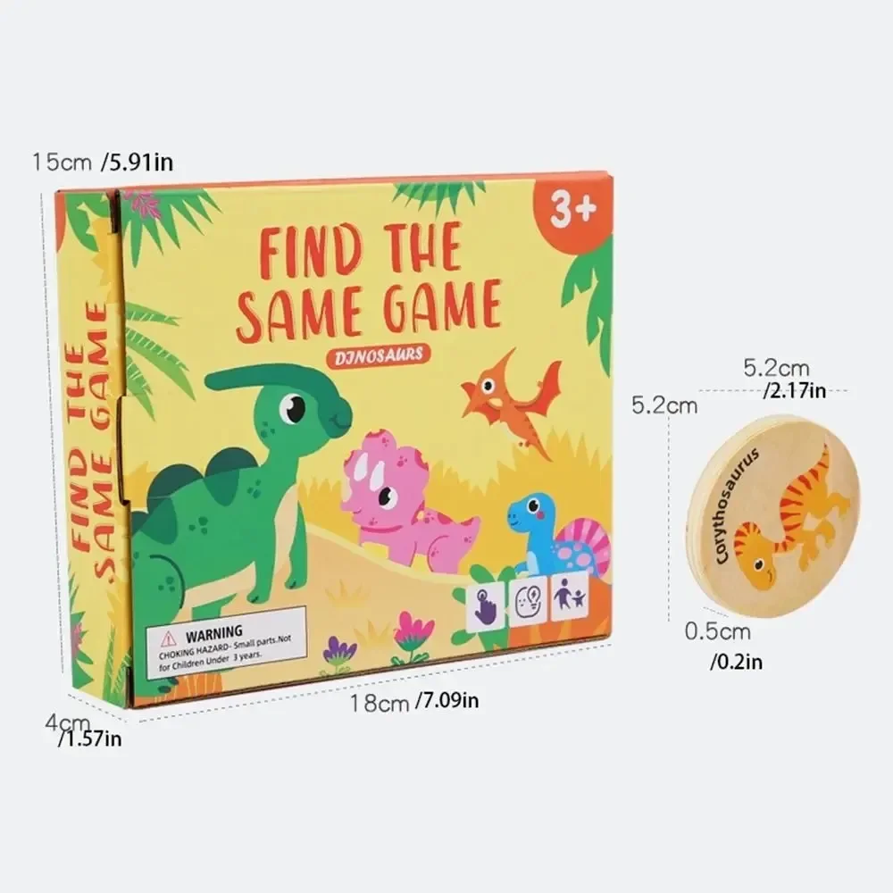 Children Wooden Toy Memory Find The Same Dinosaur Matching Jigsaw Puzzle Game Montessori Baby Educational Toys for Kids Montesso