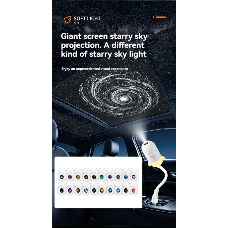 X16A NEW-2-In-1 Galaxy Projector Night Light 20 HD Film Effects Clear Image