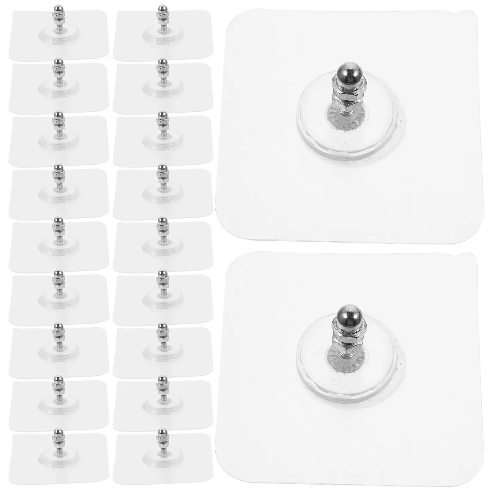 

20pcs No Trace Screw Patch Hook Adhesive Heavy Duty Wall Coats PVC Kids Bathroom Kitchen Porch Office Hooks Decorative Storage