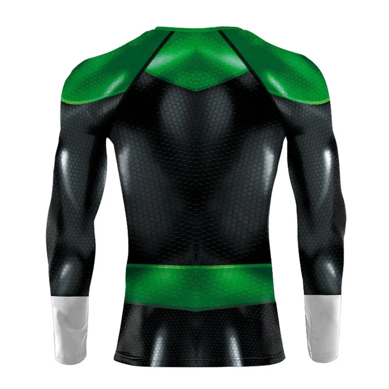 Film Green Lantern Camicia cosplay Manica lunga Abbigliamento sportivo Top Green Lantern Camicia sportiva da uomo T-shirt