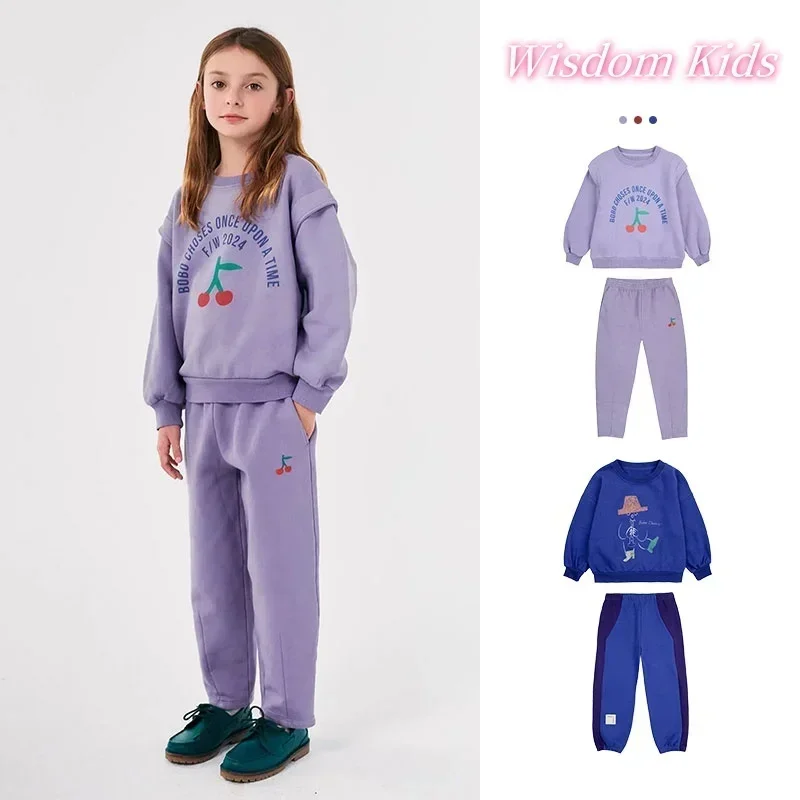 

In Stock！BC Kids Clothing Set 2024 Autumn/Winter New Boys Girls' Cartoon Printed Sweatshirt and Sweatpants Set