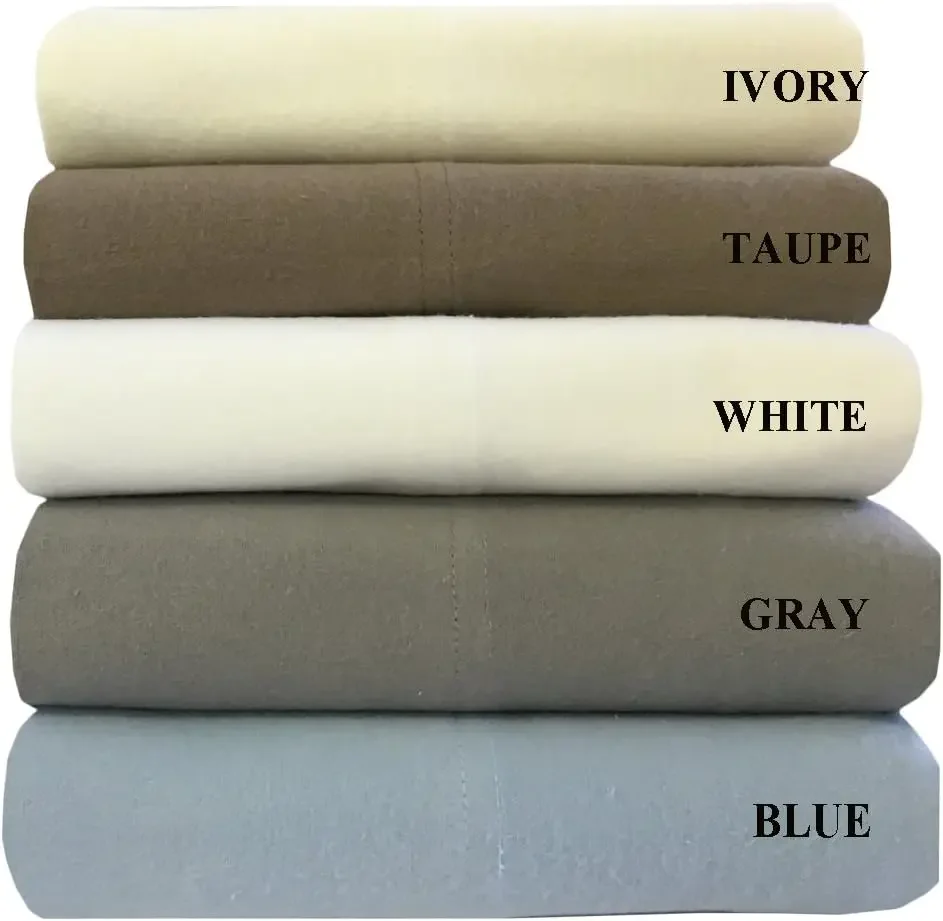 Hotel Bedding Heavy Soft 100% Cotton Flannel Sheets, 5pc Bed Sheet Set, Deep Pocket, Thick, Heavy and Ultra Soft Cotton Flannel,