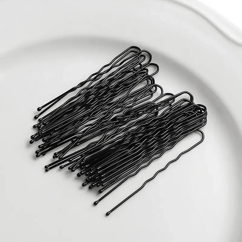 10/100pcs Black Hair Clips U-Shaped Bobby Pin Invisible Wavy Hairpin Hairstyle Styling Metal Hair Grip Barrette Hair Accessories