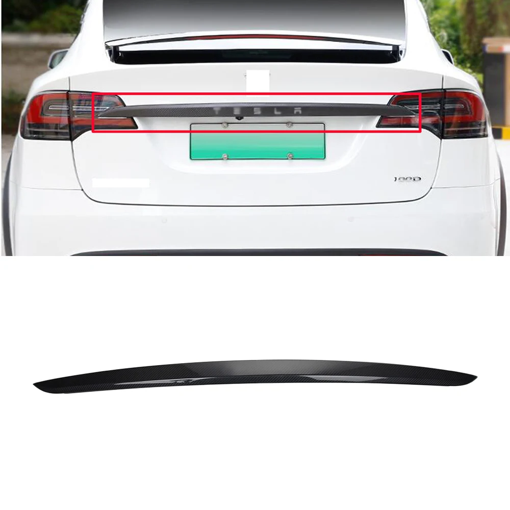 

For Tesla Model X 2017-2019 Car Accessories Real Carbon Fiber Rear Boot Door Trunk Lid Cover Trim Tailgate Garnish