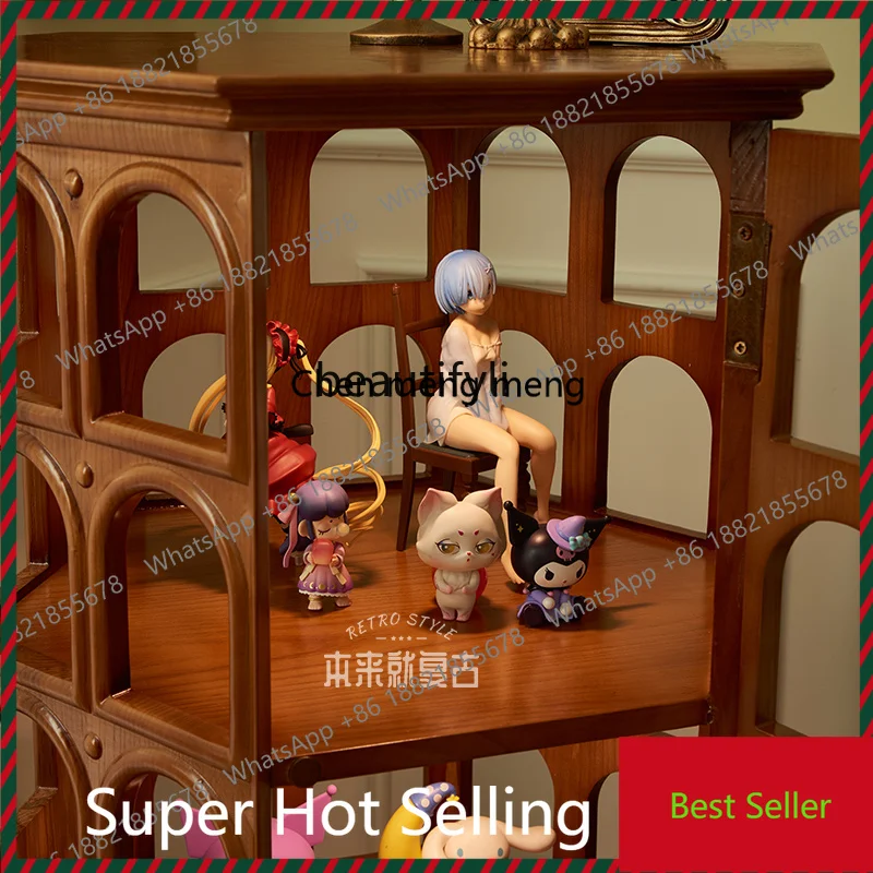 K182ZC182Retro solid wood arch hollow four-layer multi-functional display cabinet display cabinet