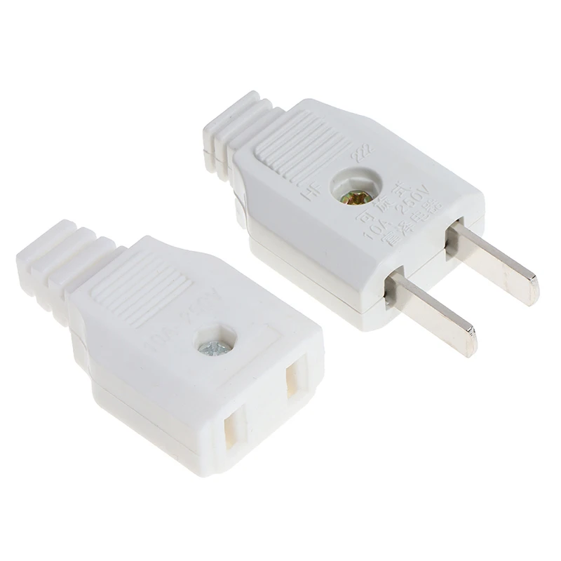 US 2 Flat Pin AC Electric Power Male Plug Female Socket Outlet Adapter Wire